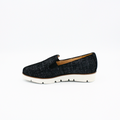 black denim comfortable slip on with its built-in arch support