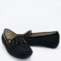 Black penny loafer shoes