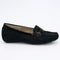 womens Black penny loafer shoes