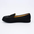 Comfortable ladies black leather loafer