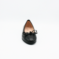 leather round toe flats with bow