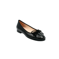 classy flat with knotted bow in black patent color