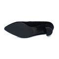 Black Patent pointed toe block heel pumps