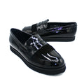 black patent women's penny loafer