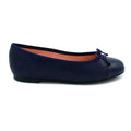 Women's blue round toe flats with bow