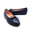 round toe flats with blow in blue color