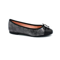 Women's pewter round toe flats with bow
