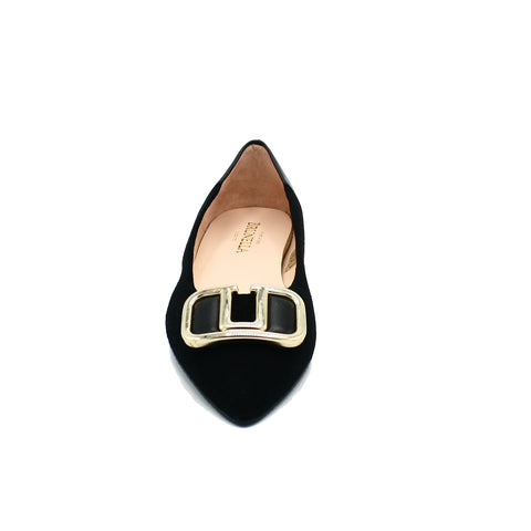 black color women's pointed toe flats