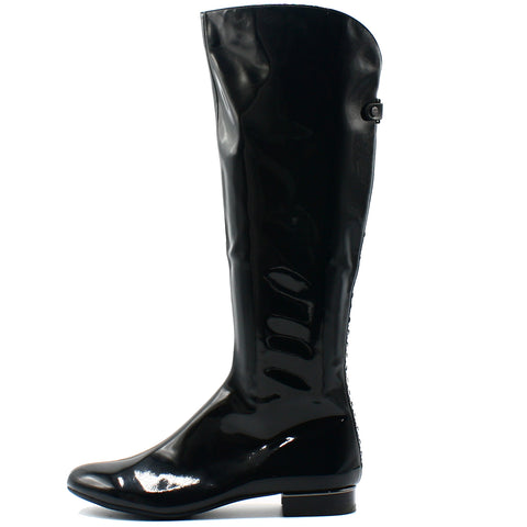  long black patent leather boots