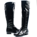 long black patent leather boots