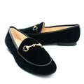 Black velvet ladies flat loafers
