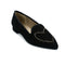 Black suede pointed toe flats for women