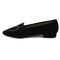 Black pointed toe flats from side angle