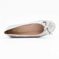 Silver round toe ballet flats for women