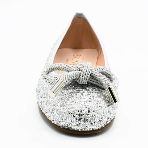 Silver round toe ballet flats 