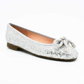 Silver round toe ballet flats for women