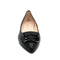 Black peep toe flats with bow for women