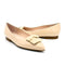 Beige peep toe flats with bow for women