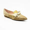 Gold leather flats with bow for women