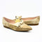 Gold leather flats with bow for women