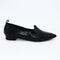 Black soft leather slip on shoes womens
