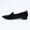 black leather pointed toe flats  