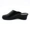 black leather high heel mules for women